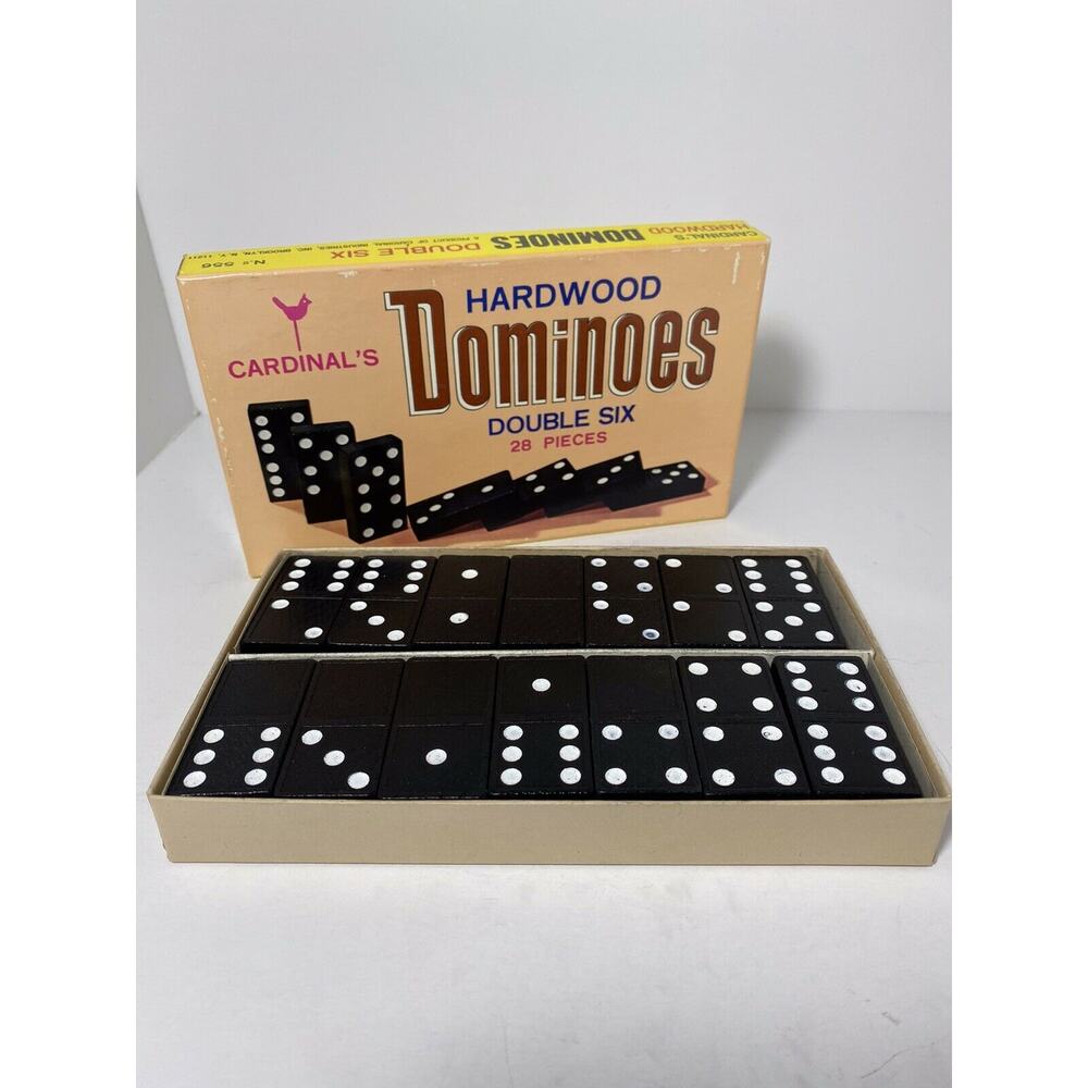 Vintage Dominoes Cardinal’s Hardwood 28 Pieces Double 6 No. 556